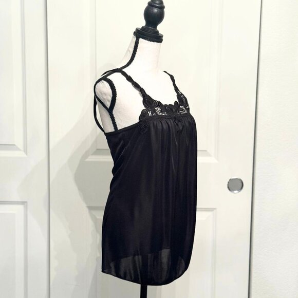 Black Camisole Tank Top with Embroidered Neckline by Sparkle, Size Small - Picture 3 of 3